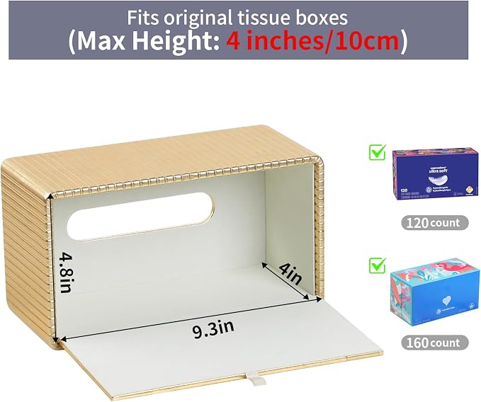 PU Leather Tissue Box Cover, Rectangle Tissue Box Holder - Image 2