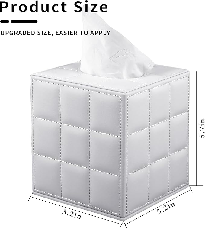 Tissue Box Cover Square, Stylish PU Leather Tissue Box Holder - Image 3