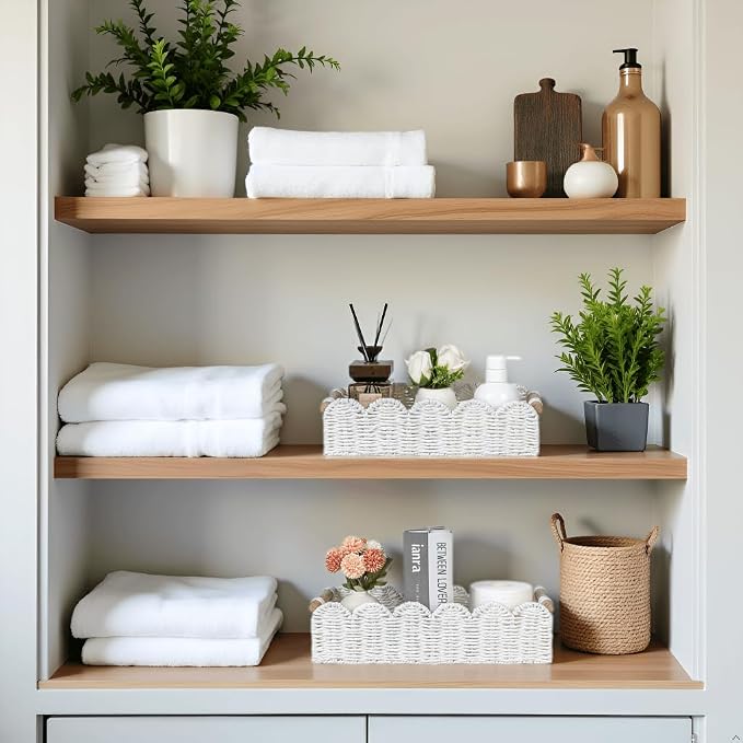 CubesLand Toilet Paper Storage Basket, Scalloped Edge Shelves Basket - Image 6