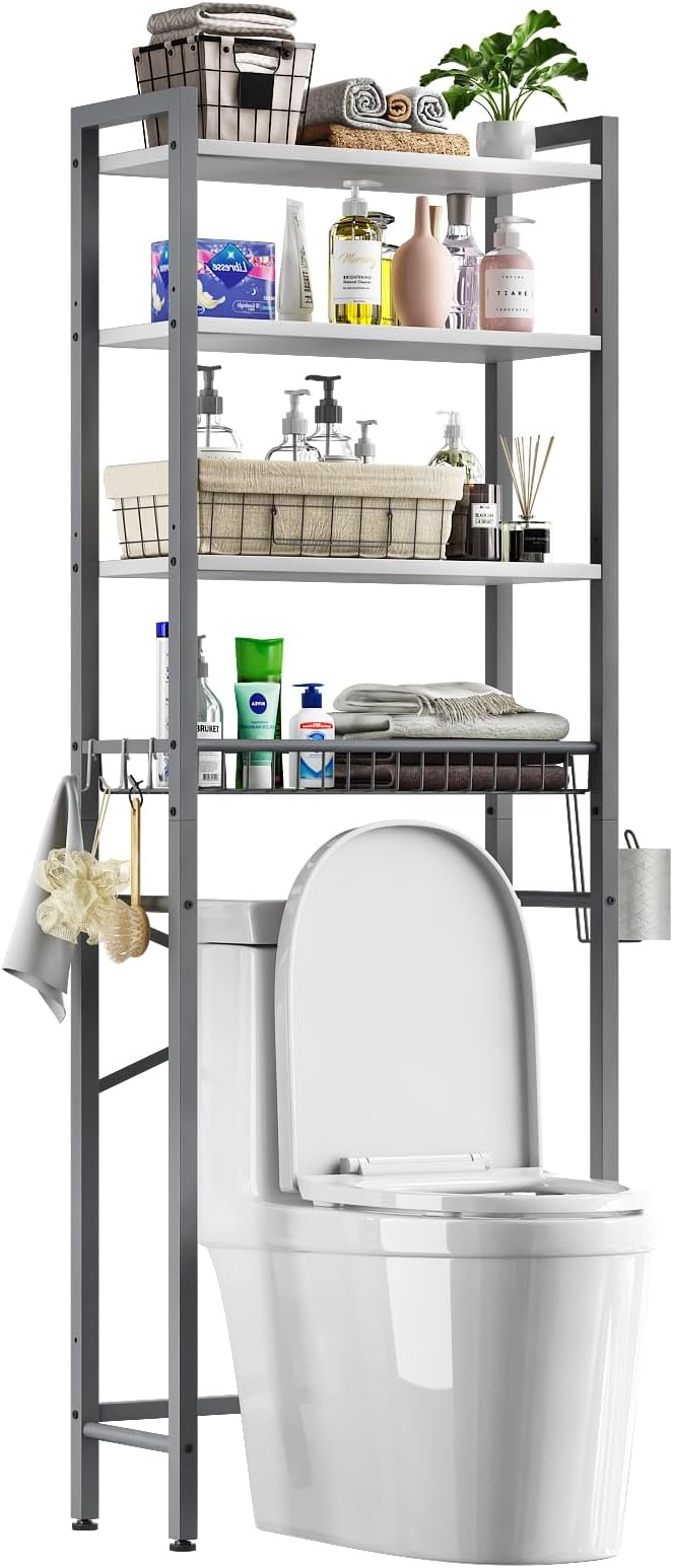Over-The-Toilet Storage Rack, 4-Tier Bathroom Organizer Shelf Over Toilet - Image 9