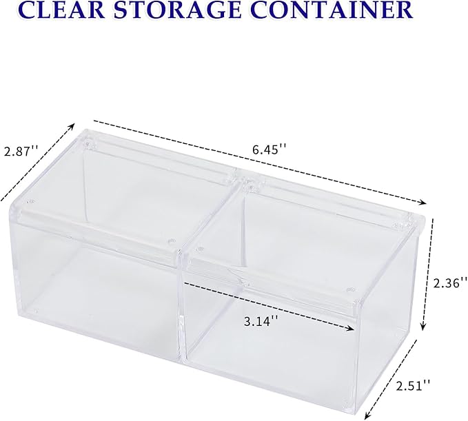2 Pack Bathroom Container with Divider, Plastic Vanity Storage Canister Jars - Image 2
