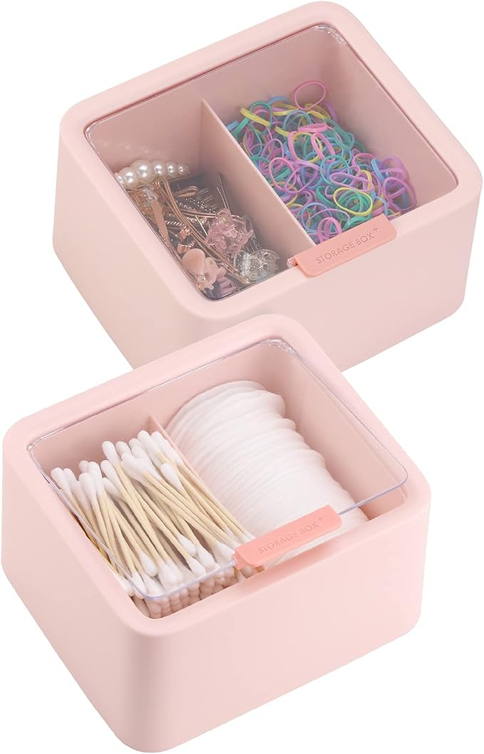Tecbeauty 2pcs Qtips Holder Dispenser Cotton Swabs Storage Organizer Plastic by Tecbeauty