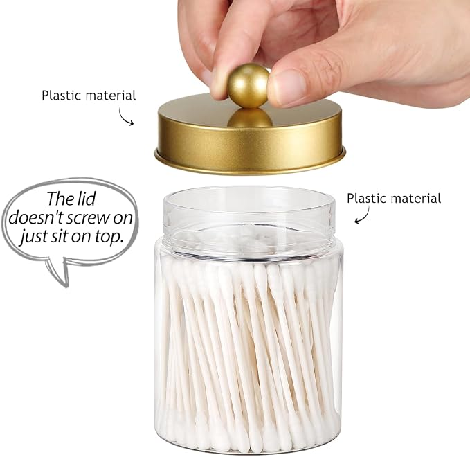 3PC Farmhouse Decor Qtip Holder Apothecary Jars Bathroom Vanity Storage - Image 2