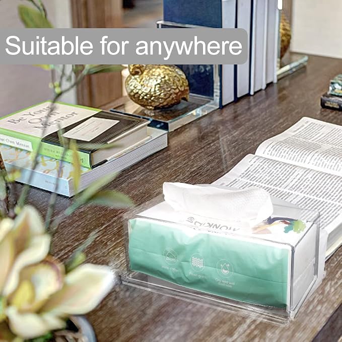 Rectangular Clear Acrylic Tissue Box, Big Box Covers Square, Bathroom Facial - Image 7
