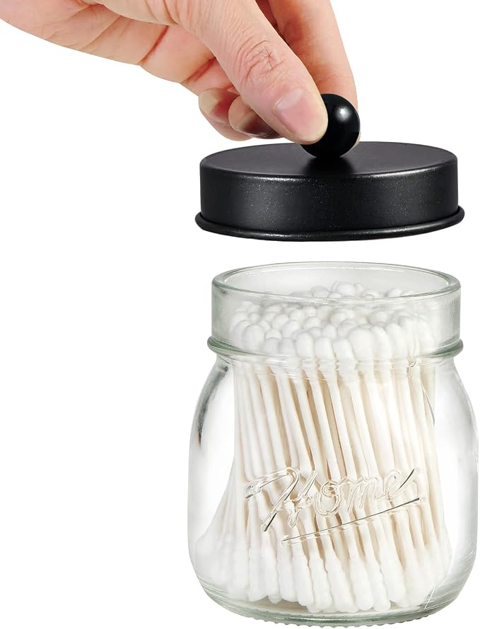 SheeChung 2 Pack Qtip Holders, Cotton Swab Holders, Bathroom Jars, Restroom - Image 2