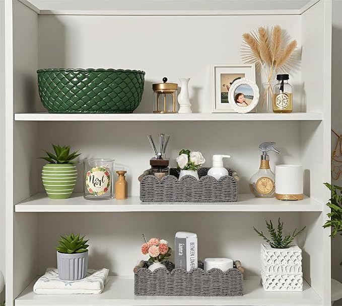 CubesLand Toilet Paper Storage Basket, Scalloped Edge Shelves Basket - Image 4