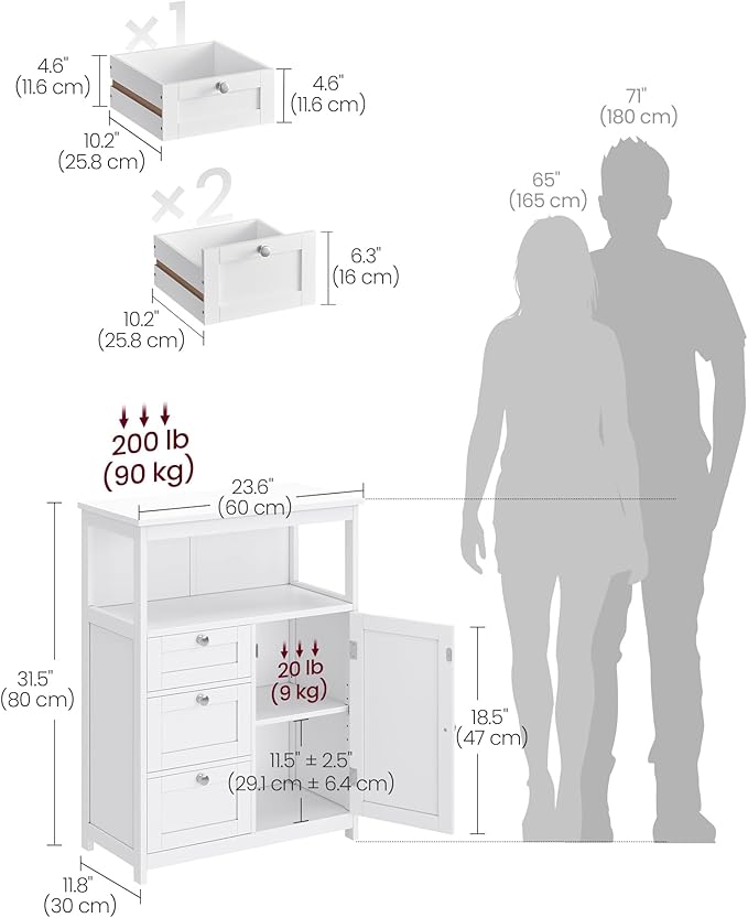 VASAGLE Floor Storage Cabinet, Freestanding Storage Unit - Image 3