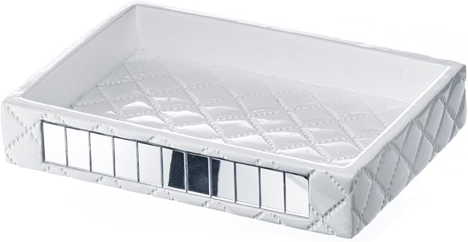 Creative Scents Quilted Mirror White Bathroom Accessories Set - Image 9