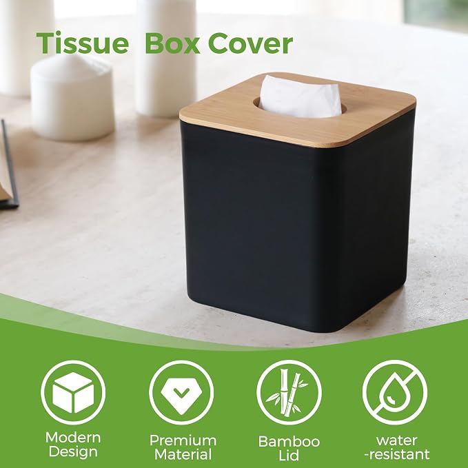 2 Pack Tissue Box Cover Square, Cube Decorative Tissue Box Cover Tissue Holders - Image 2