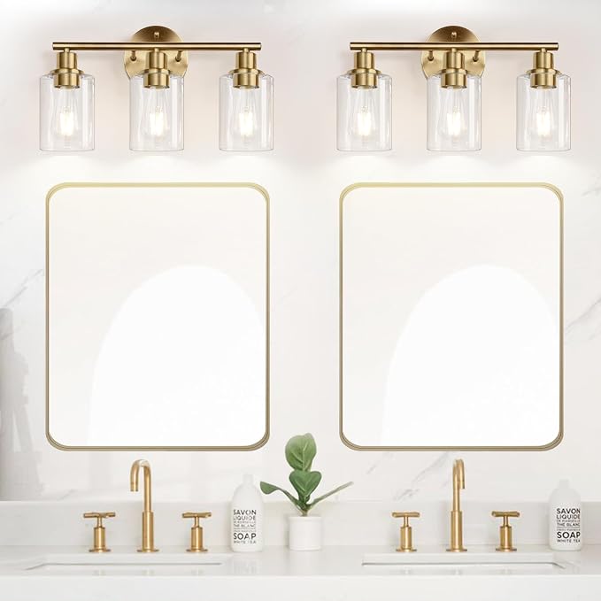 3-Light Bathroom Light Fixtures, Brushed Brass Bathroom Wall Lights - Image 5