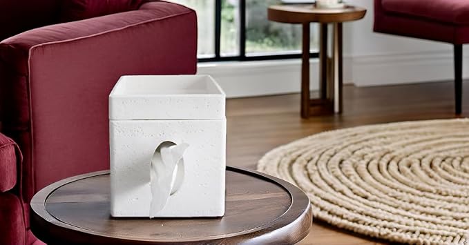 Hymmah Tray Tissue Box Cover Holder Unique Cube Design Tissue Dispenser Cover - Image 4