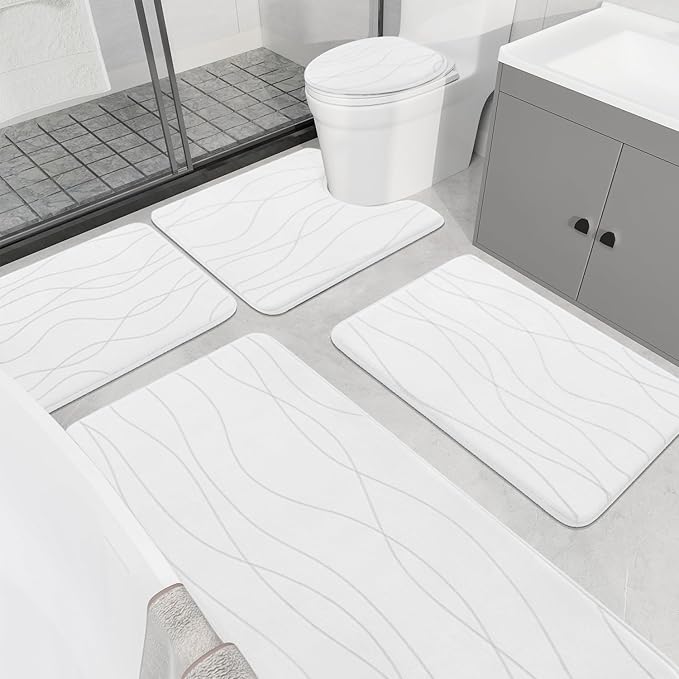 YIHOUSE Memory Foam Bathroom Rug Sets 5 Piece, Ultra Absorbent Bath Mat by YIHOUSE