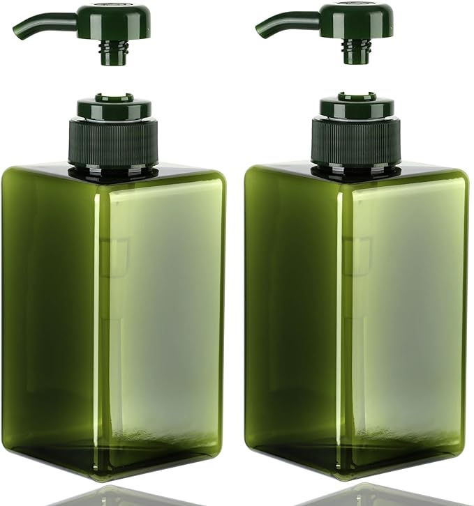 450ml Pump Bottle Dispenser Jansburg 2Pack Refillable Square Plastic Lotion by Jansburg