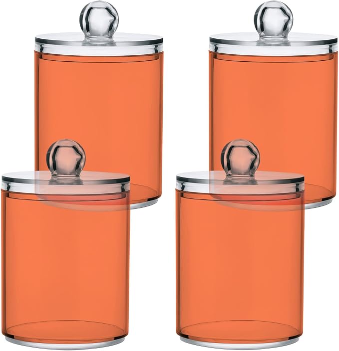 Coral Qtip Holder Organizer Dispenser Cotton Swabs Cans Plastic Jars - Image 2