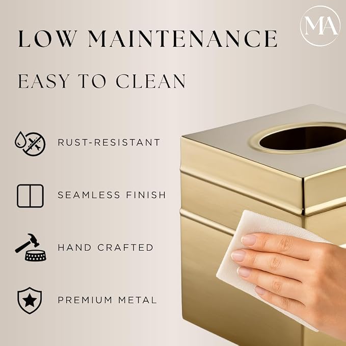 Monarch Abode Tissue Box Cover Square – Handcrafted Border Embossed Brushed - Image 4