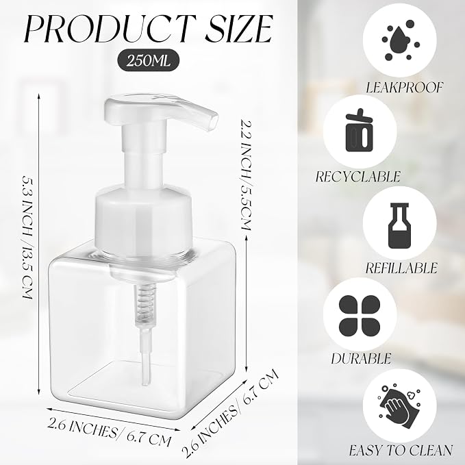 Domensi 12 Pcs Foam Pump Bottle Foaming Soap Dispenser Empty Travel Foaming - Image 2
