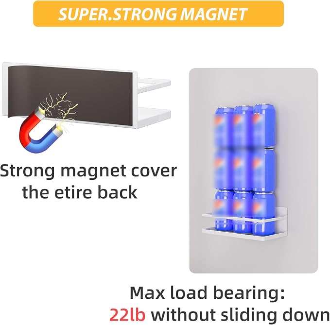 Magnetic Spice Rack for Refrigerator, 2 Pack Magnetic Shelf, Fridge Magnet - Image 3