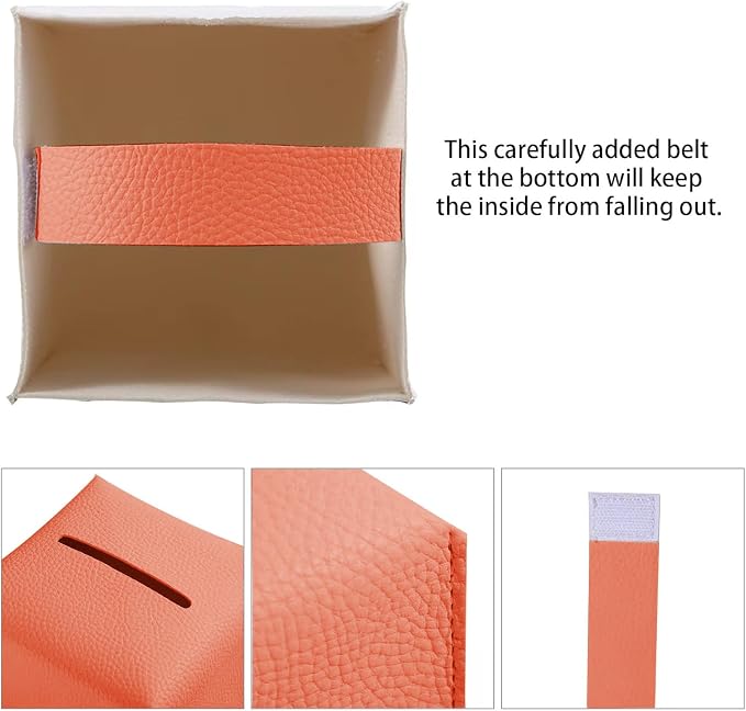 2 Pack, VIVIDLY Tissue Box Cover Holder, Square Modern PU Leather Tissue Box - Image 5