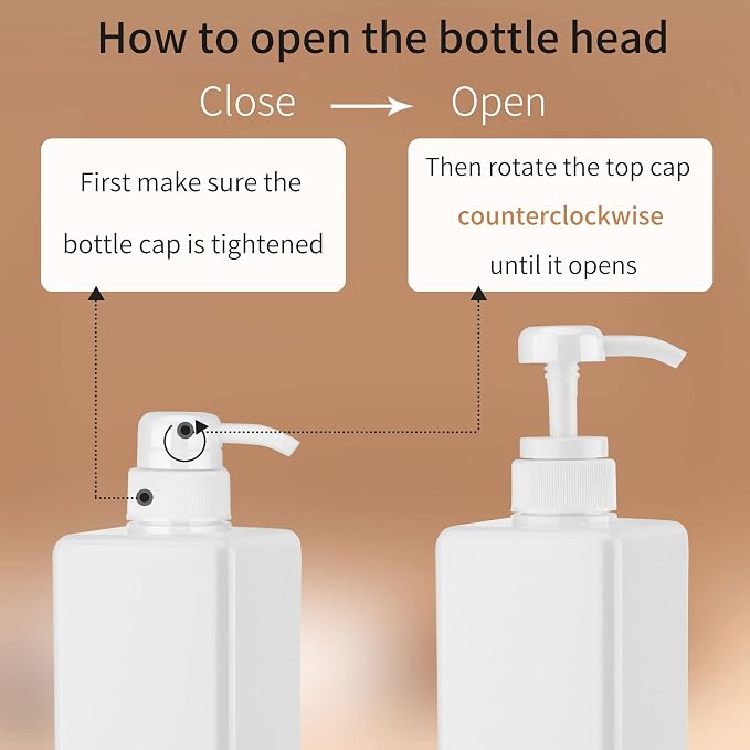Pump Bottle Dispenser 22oz/650ml Jansburg 2Pack Refillable Square Plastic - Image 4