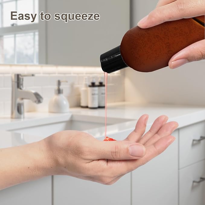 6 Pack 8 oz Amber Plastic Squeeze Bottles - Image 5