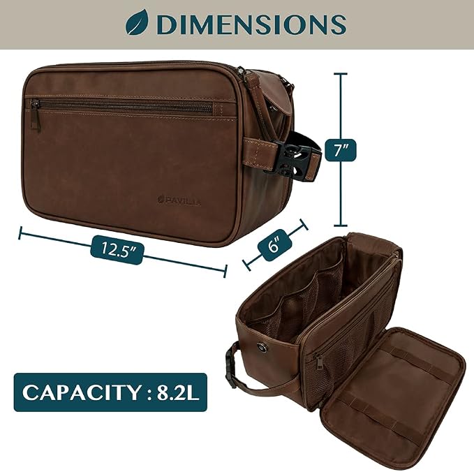 PAVILIA Toiletry Bag for Men, Travel Essentials Shaving Dopp Kit, Mens Travel - Image 4