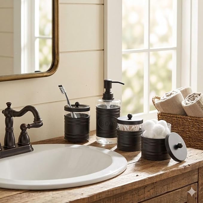 Autumn Alley Farmhouse Matte Black Bathroom Accessories Set - Image 2