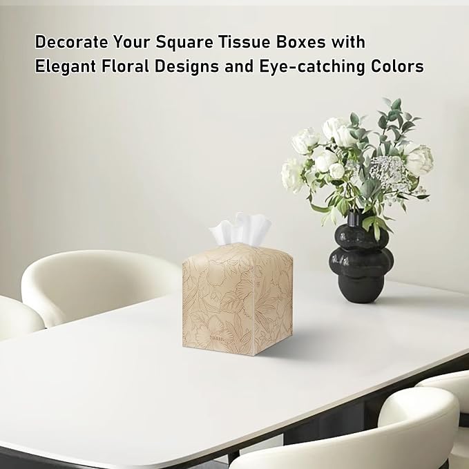 Tissue Box Holder Cover Square Tissue Cube Cover PU Leather Tissue Organizer - Image 2
