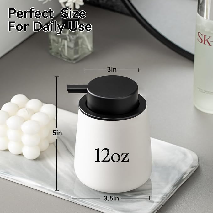Foaming Soap Dispenser - 12 OZ White Ceramic Foam Soap Dispenser - Image 2