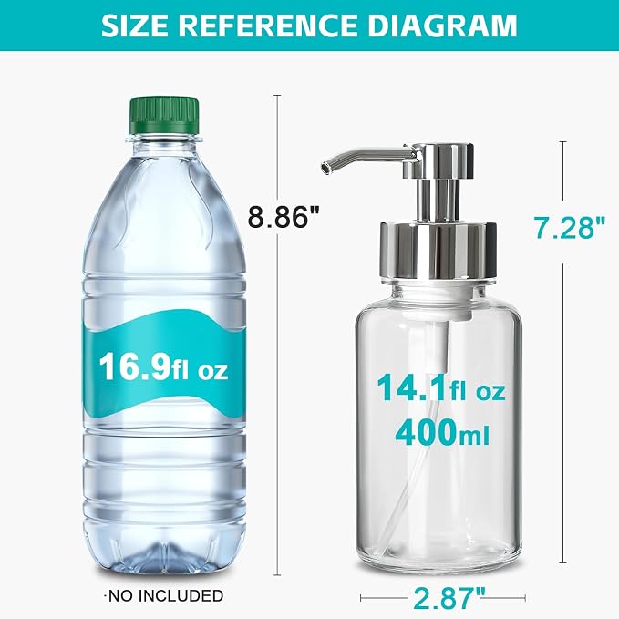 Foaming Soap Dispenser, 14.1 oz/400ml Foaming Hand Soap Dispenser, 2 Pack Glass - Image 3