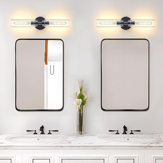2 Light Bathroom Wall Sconce Set of 2, Modern Farmhouse Black Bathroom Light - Image 6
