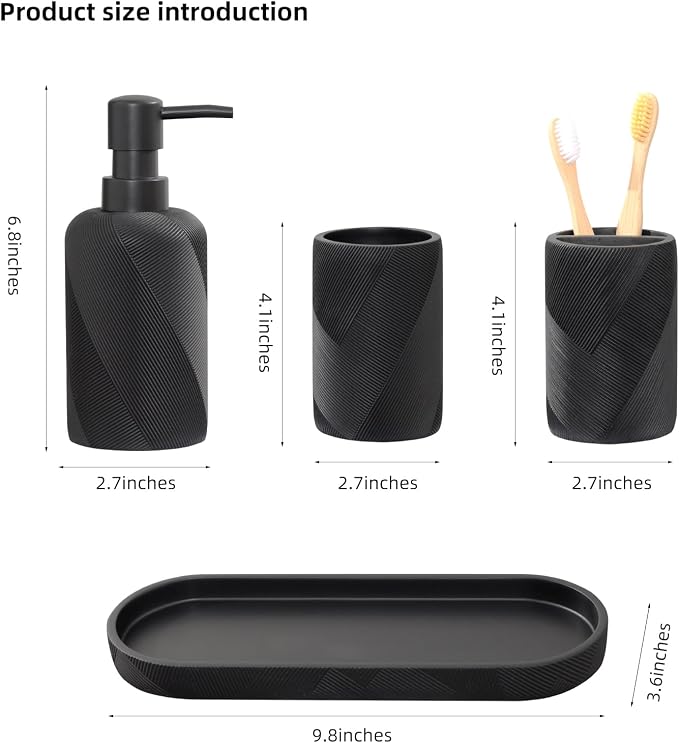 Bathroom Accessories Set, Bathroom Organizer Countertop, Soap Dispenser and - Image 3