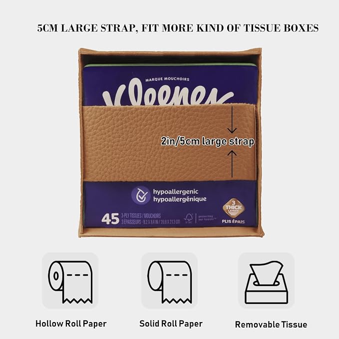 Tissue Box Cover Holder Square Tissue Cube Cover PU Leather Tissue Organizer - Image 3