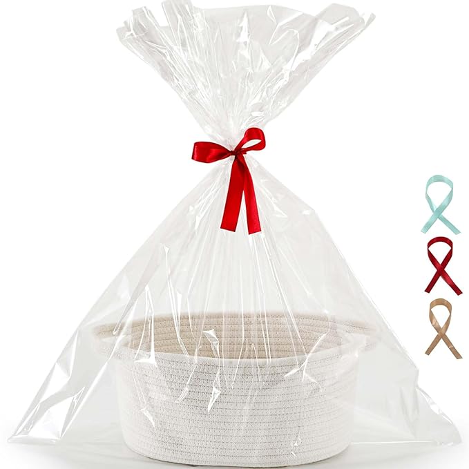 Small Gift Basket with Gift Wrap Cellophane Bag and Ribbons, Gift Baskets by Unknown