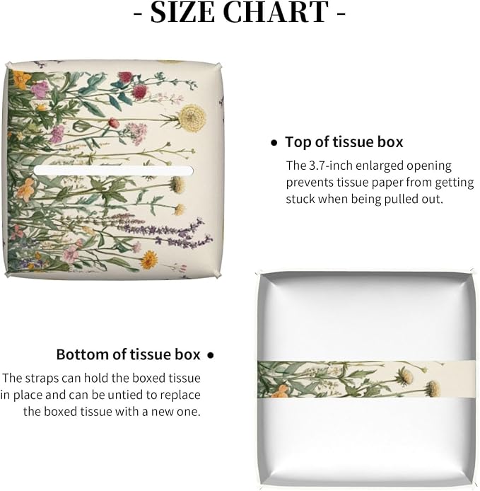 Vintage Dandelion Herbs Tissue Box Cover Spring Summer Wild Flowers Florals - Image 4
