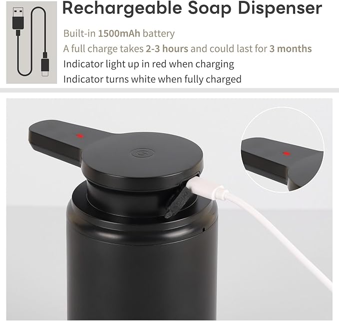 Automatic Foaming Soap Dispenser, Rechargeable Touchless Foam Hand Soap - Image 6