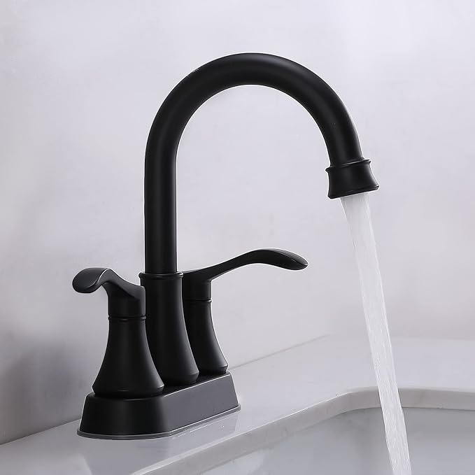 Matte Black Bathroom Sink Faucet, 2-Handle 4 Inch Centerset Lead-Free Modern - Image 8