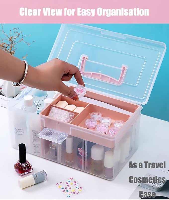 Clear Plastic Office Supply Art & Craft Storage Box, Sewing Box Organiser Large - Image 4