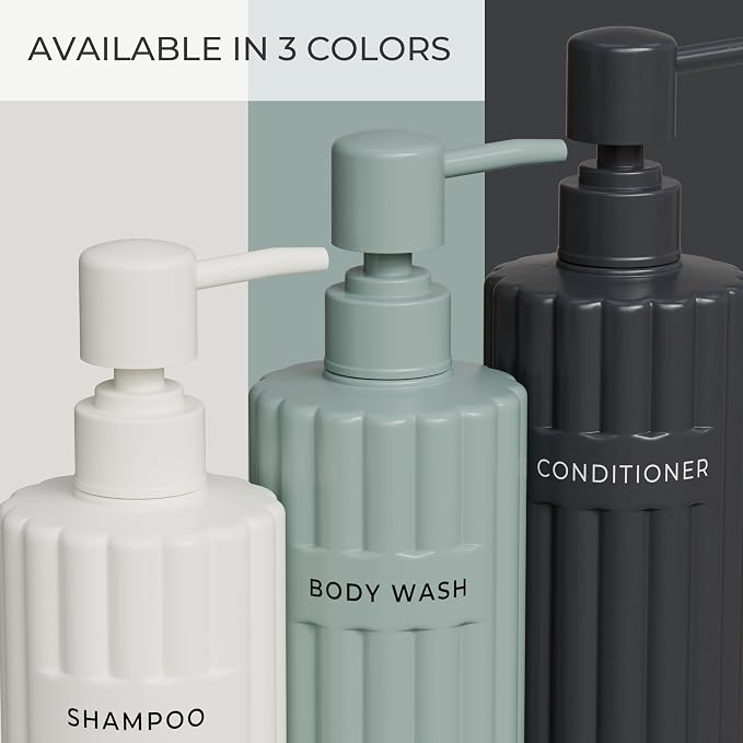 Stylish Shampoo and Conditioner Dispenser Set of 3 - Image 8