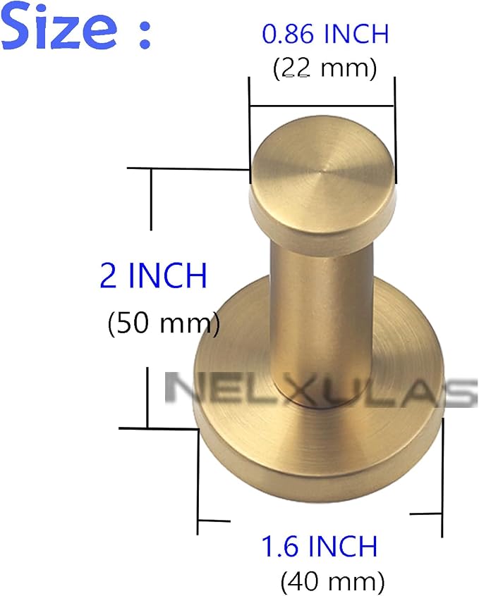 Golden Brushed Stainless Steel Single Super Heavy Duty Wall Mount Hook - Image 5