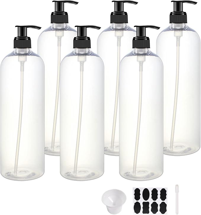6 Pack 32 oz Shampoo and Conditioner Dispenser Bottles by BPFY