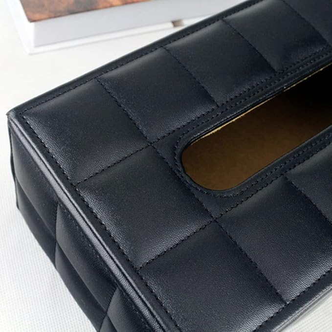 High-end Fashion PU Leather Tissue Box Holder Business Black, Rectangular - Image 7