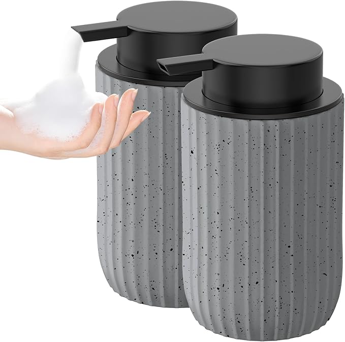 Ceramic Foaming Hand Soap Dispenser 2Pack，12 oz Bathroom Soap Dispensers， by POSOSTO