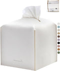 Tissue Box Cover 5X5X5'' PU Leather Tissue Holder Square Tissue Cube Box by PENGLONGHOMEDECORATION