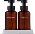 MaisoNovo Glass Foaming Soap Dispenser 14 Oz | Amber Glass Black Pumps x 2 by MaisoNovo-TheArtofSustainableLiving