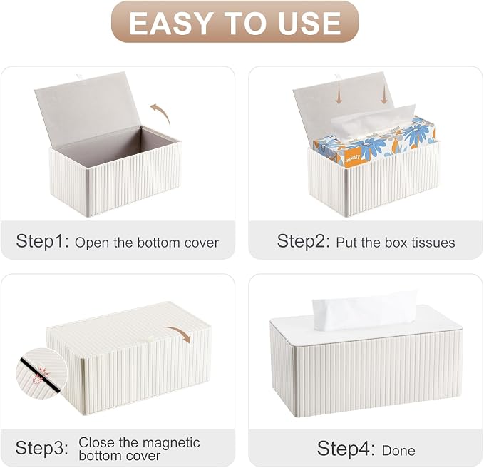KINGFOM PU Leather Tissue Box Cover Rectangular Tissue Box Holder - Image 8