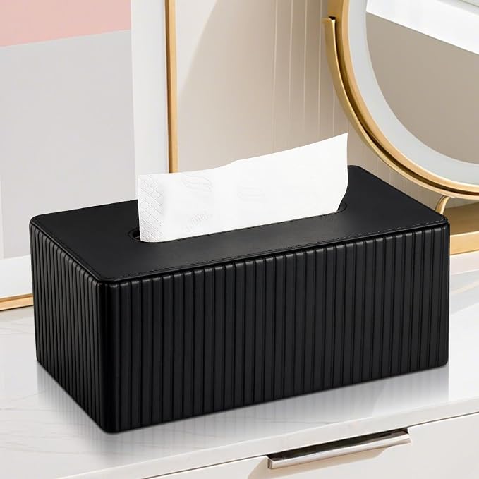 KINGFOM PU Leather Tissue Box Cover Rectangular Tissue Box Holder - Image 2