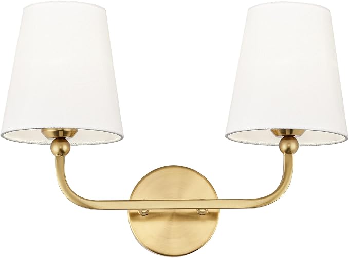 2-Light Bathroom Light Fixtures, Brushed Gold Vanity Lights, Double Wall Sconce by Metwet