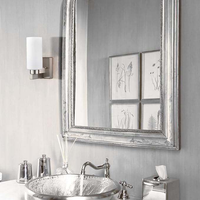 Modern Wall Sconces Set of Two Brushed Nickel Bathroom Vanity Light - Image 7