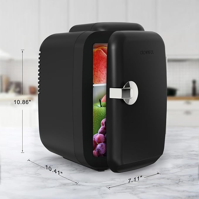 CROWNFUL Mini Fridge, 4 Liter/6 Can Portable Cooler and Warmer Personal Fridge - Image 6