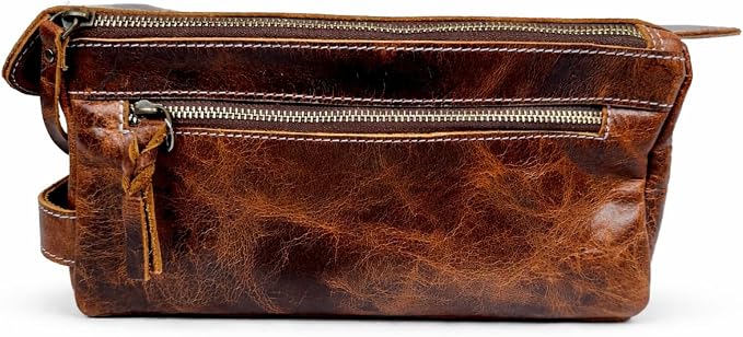DEBKIN FOCUS Premium Top Grain Buffalo Leather Toiletry Bag by DebkinLeathers